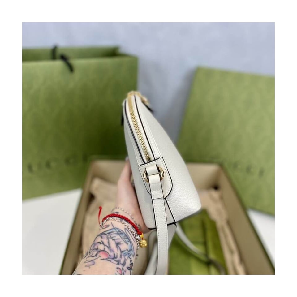 Gucci Ophidia Small Shoulder Bag in White Leather view 13