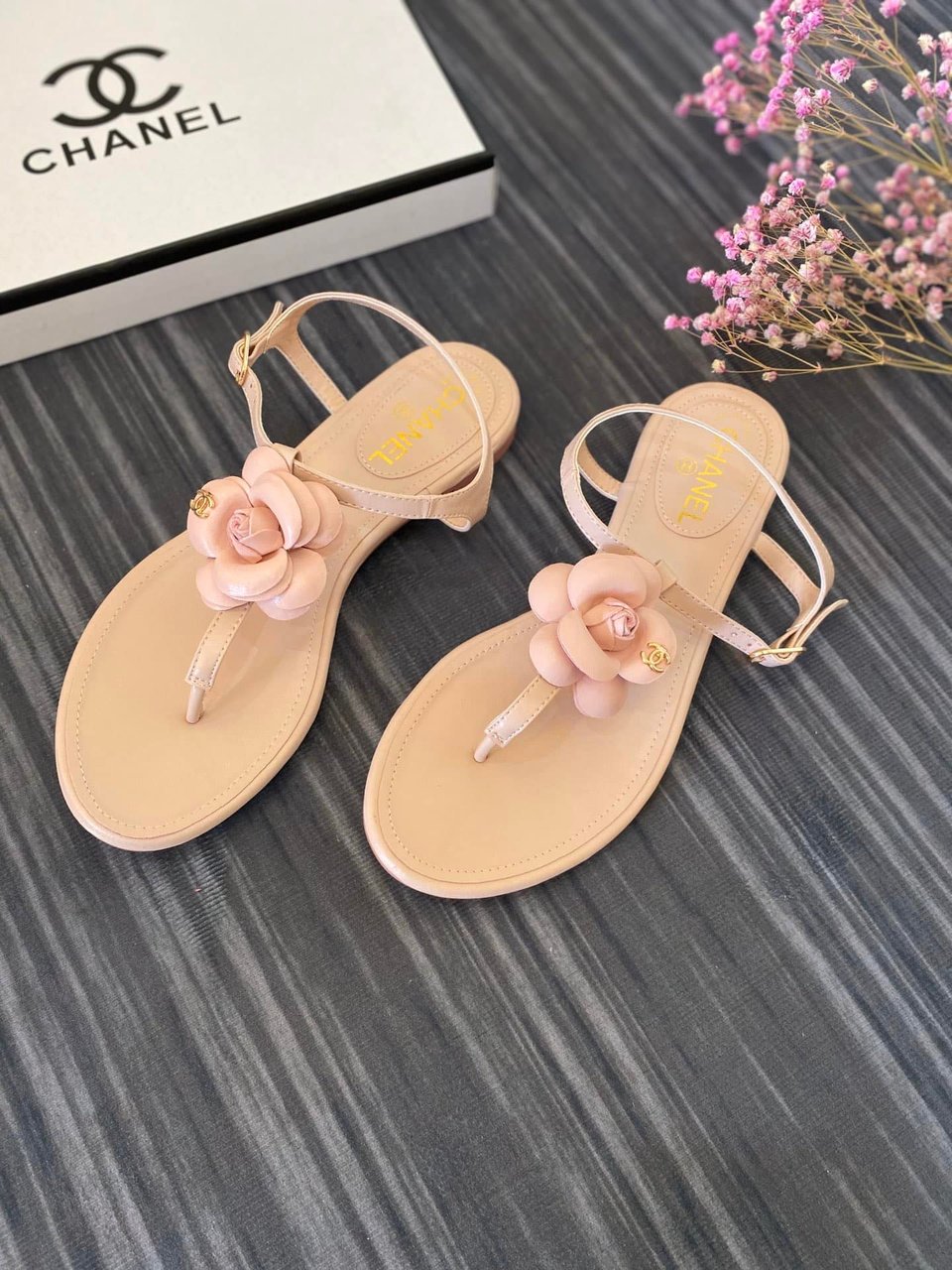 Chanel Jelly Rubber Camellia Sandals Pink view 6