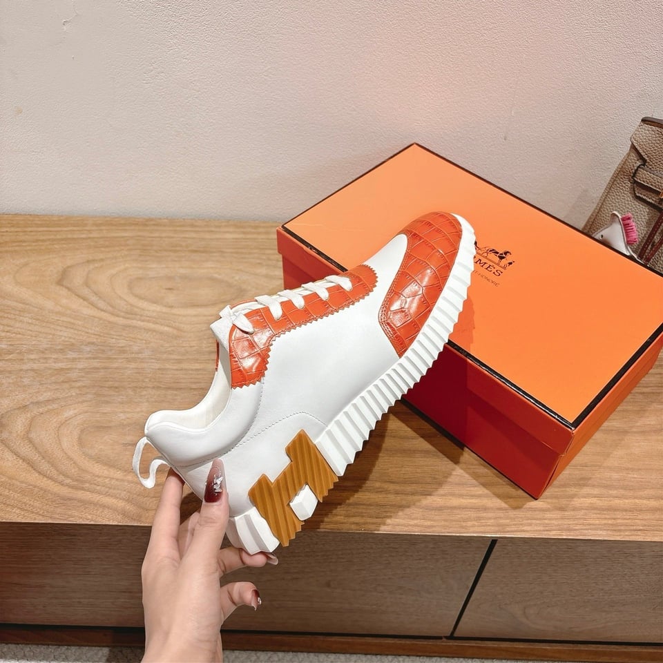 Hermès Day Sneaker White/Orange- Shoes for Men view 9