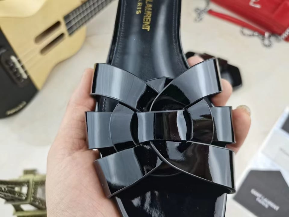 Saint Laurent Tribute Mules In Patent Leather Black 571952B8I001000 view 7
