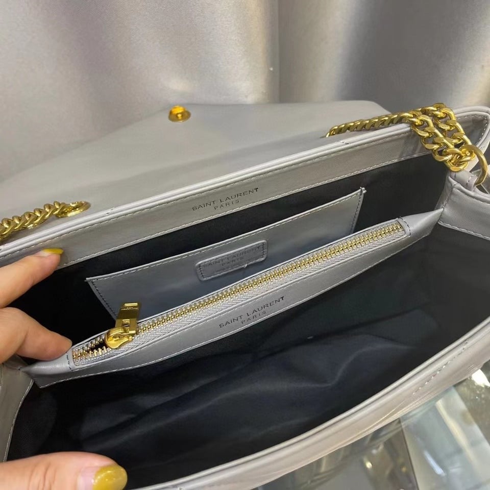 Saint Laurent Loulou Medium Chain Bag In Matelasse Y Leather Gray view 4