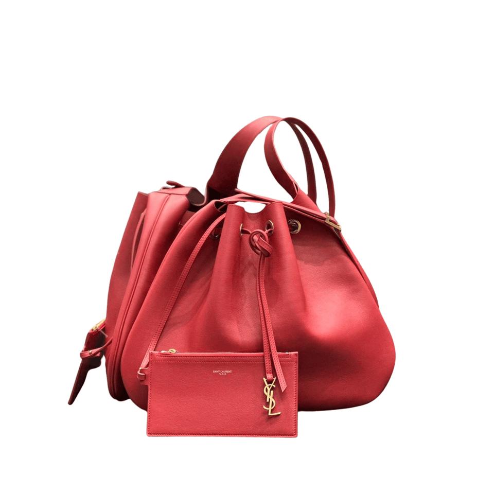 Saint Laurent Paris Vii Large Flat Hobo Bag In Smooth Leather Bag Red 44cm/ 17.3 in view 2