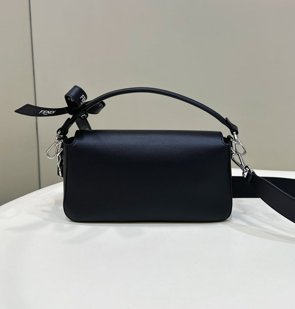 Fendi By Marc Jacobs Maxi Baguette Canvas Bag In Leather Black 26Cm/ 10.2in view 9