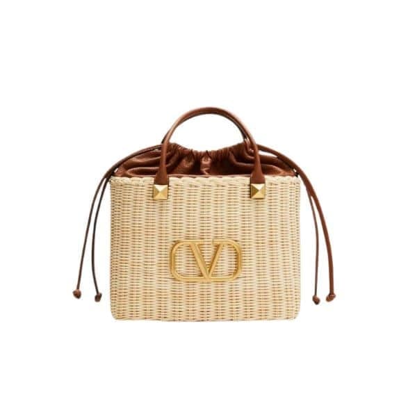Valentino Garavani Wo Vlogo Small Wicker Basket Bag Beige 25Cm Xw2B0K41Ymp 43S view 2