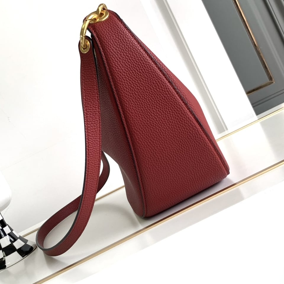 Valentino Garavani Vlogo Moon Medium Grainy Hobo Bag With Chain Dark Red 29Cm 5W2B0N59Jdk Y9Q view 7