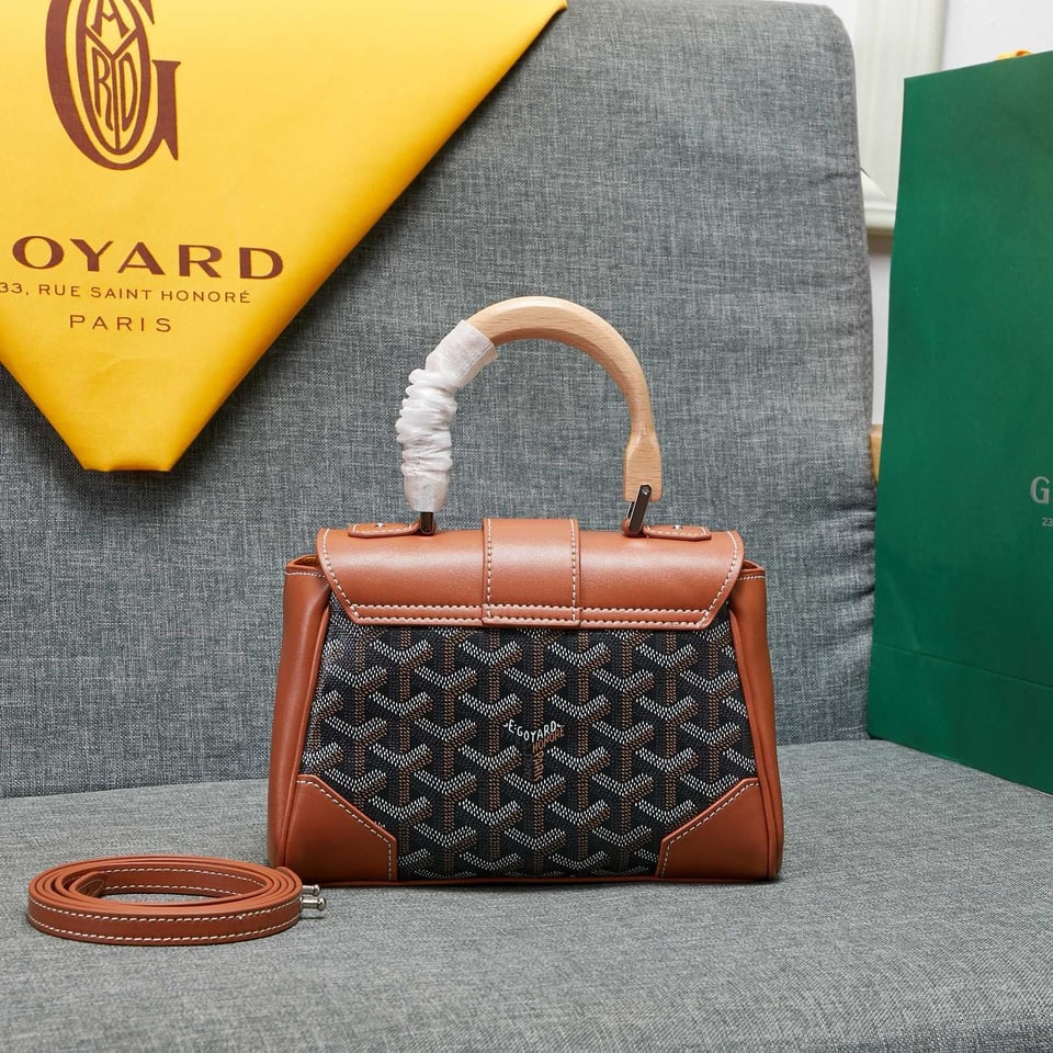 Goyard Saigon Souple Mini Bag Black And Tan Canvas 20cm view 4
