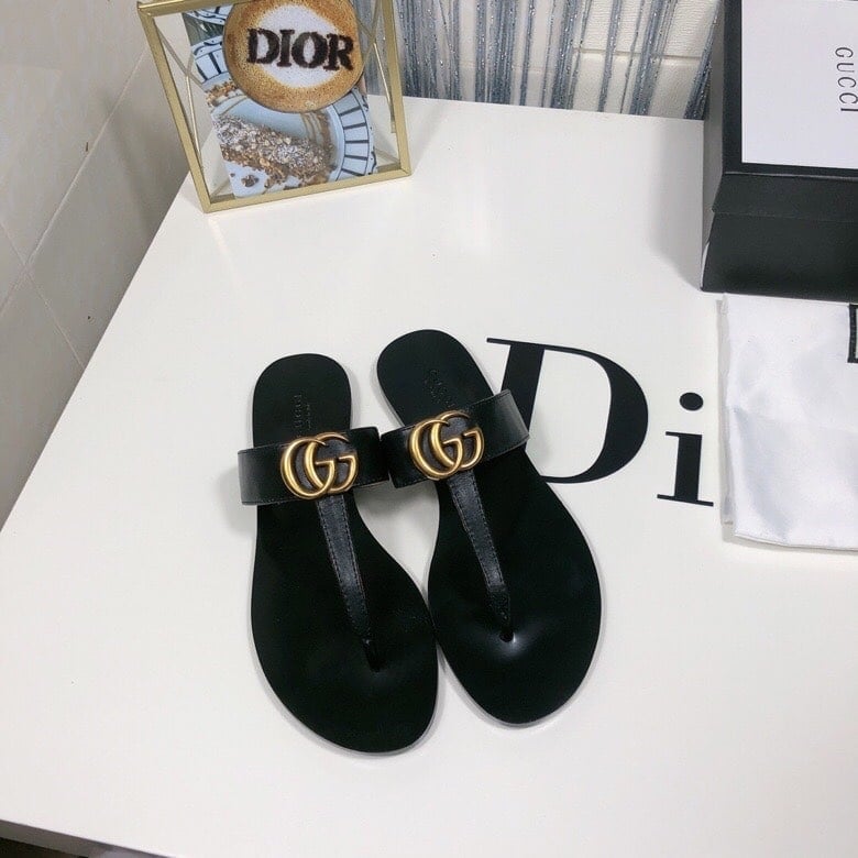 Gucci Double G Thong Leather Black ?497444 A3N00 1000 view 5