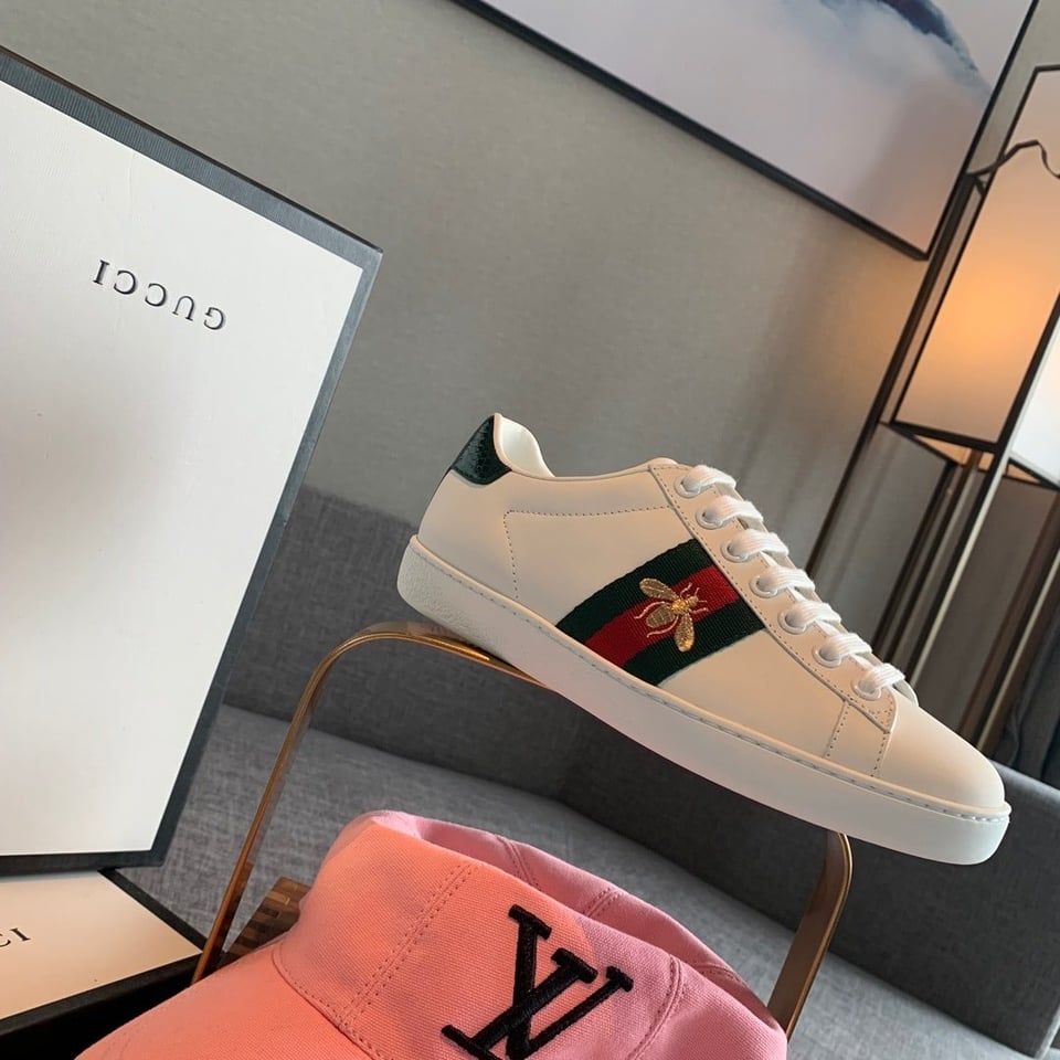 Gucci Ace Embroidered Sneaker Bee White view 7