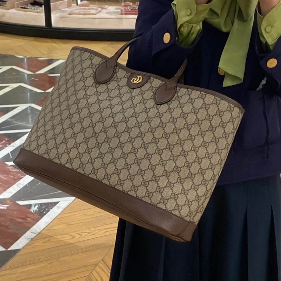 Gucci Ophidia GG Supreme Shoulder Tote Beige/Ebony 38.5cm/15.2in view 5