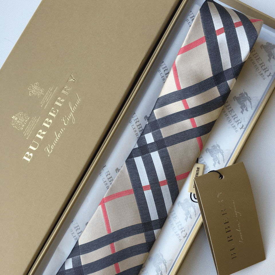 Burberry Beige Classic Check Silk Tie For Men view 8