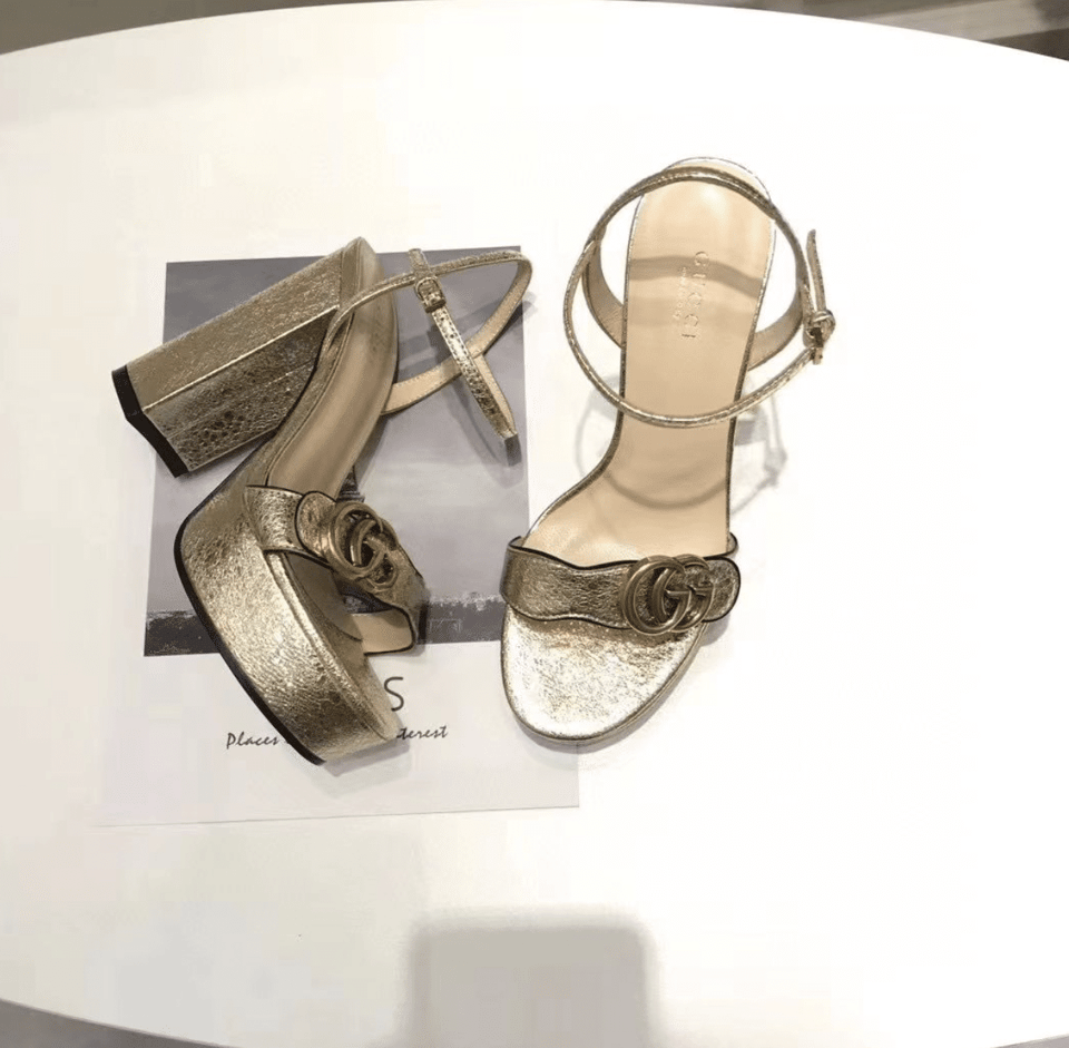Gucci Marmont Platform Sandal Gold Color view 3