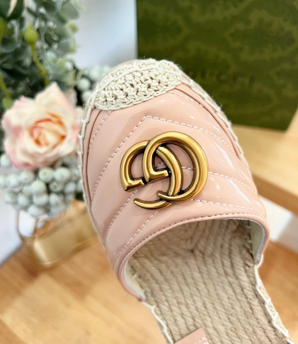 Gucci Leather Platform Espadrille Pink view 5