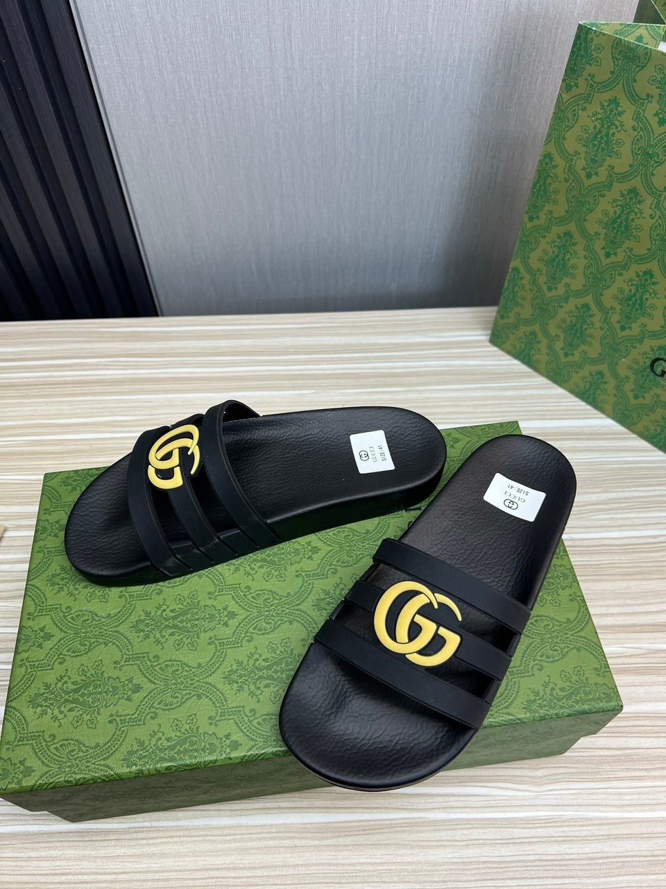 Gucci Slippers Sandals Mules Summer With Gg Logo Yellow view 6