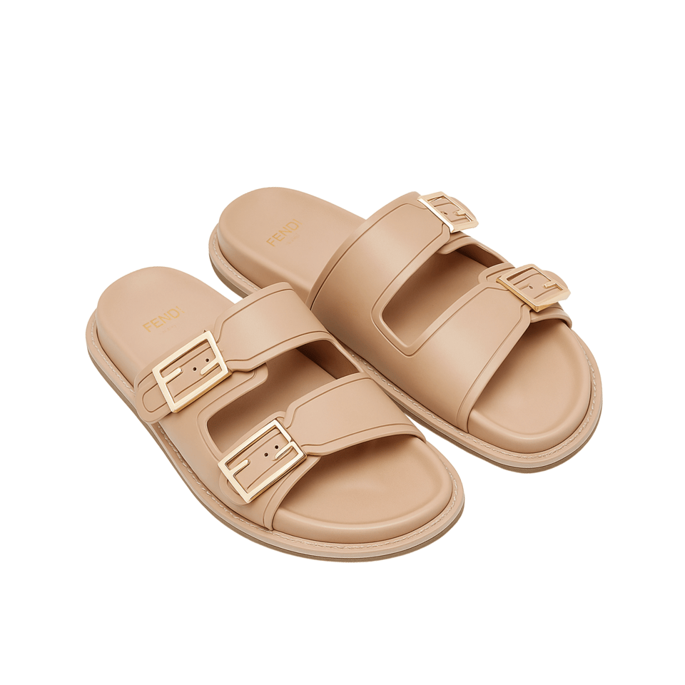 Fendi Feel Leather Slides Beige 8X8326Na7F1Kcu view 2