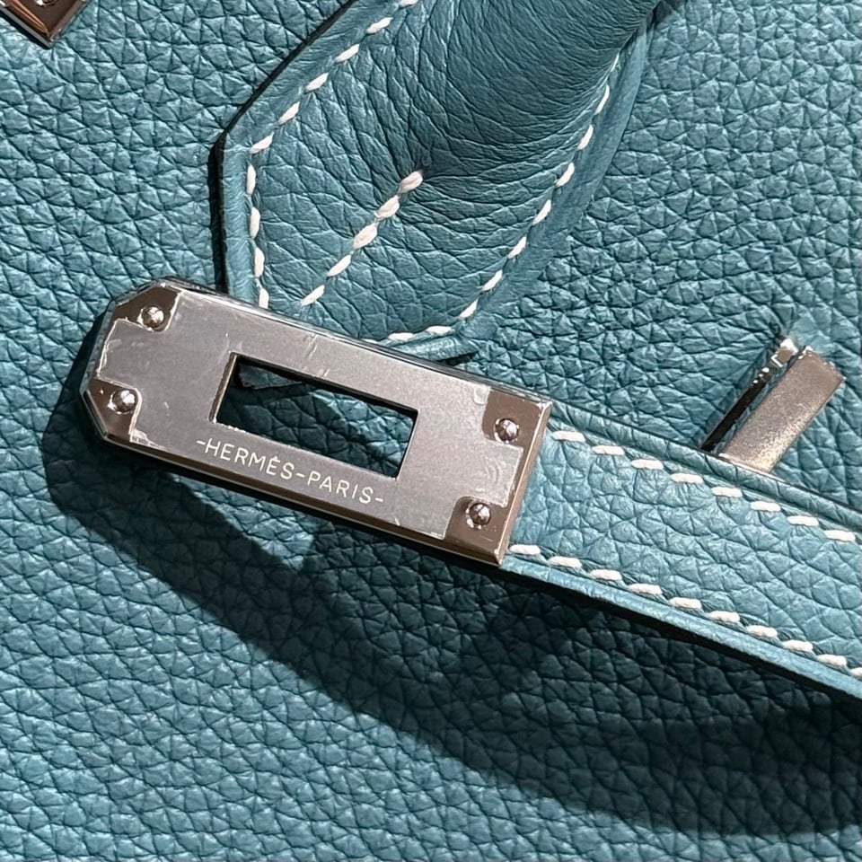 Hermes Birkin 25Cm Teal Green Togo Leather Silver Hardware 237510 view 6