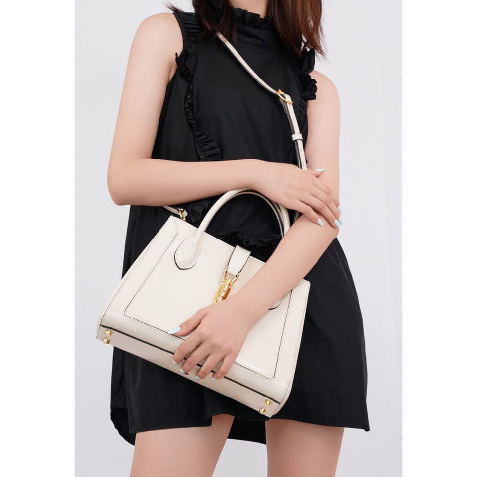 Gucci Jackie 1961 Medium Tote Bag in White Leather 30cm view 9