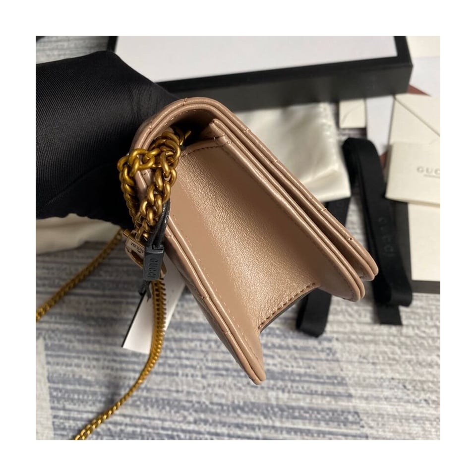 Gucci GG Marmont Mini Bag In Nude Pink Leather view 6