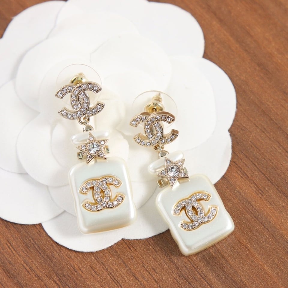Chanel Cc Crystal Earrings view 3
