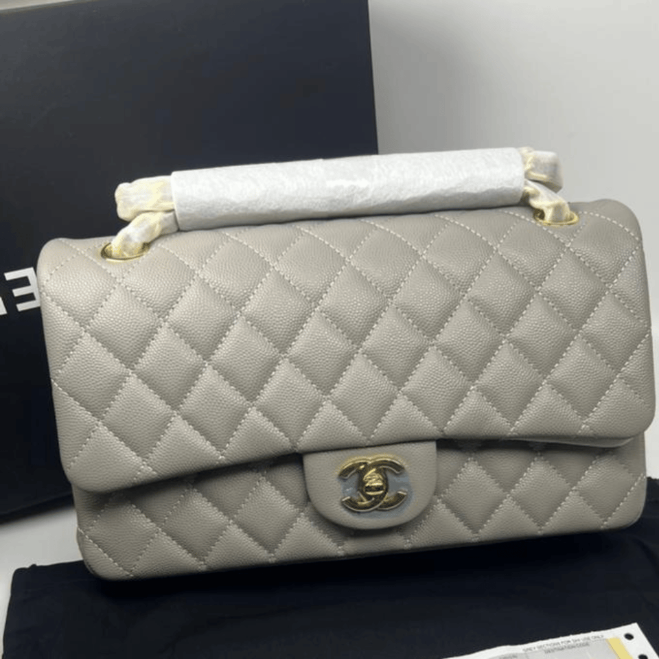 Chanel Classic Flap Bag 25 cm Grey- Gold Tone Hardware A01112 view 3