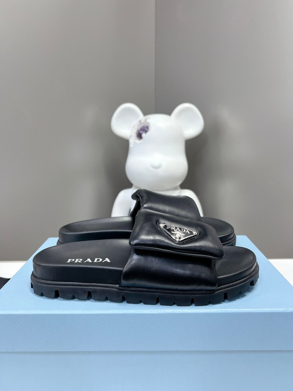 Prada Soft Padded Nappa Leather Slides Black 1Xx6482Dl8F0002F020 view 10