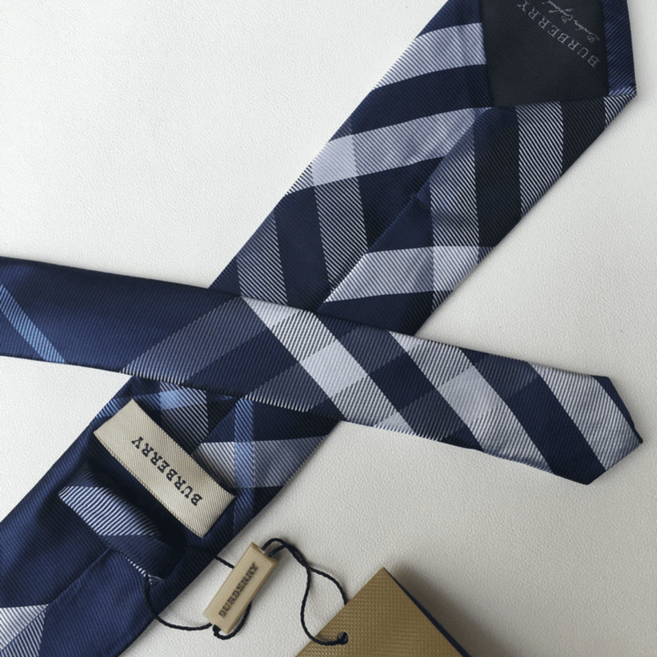 Burberry Navy Nova Check Silk Tie For Men view 3