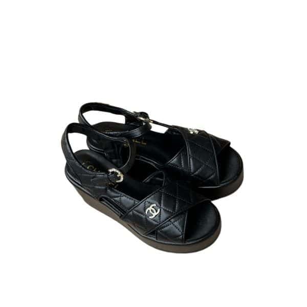 Chanel Quilted Sandals Black G39918 view 2