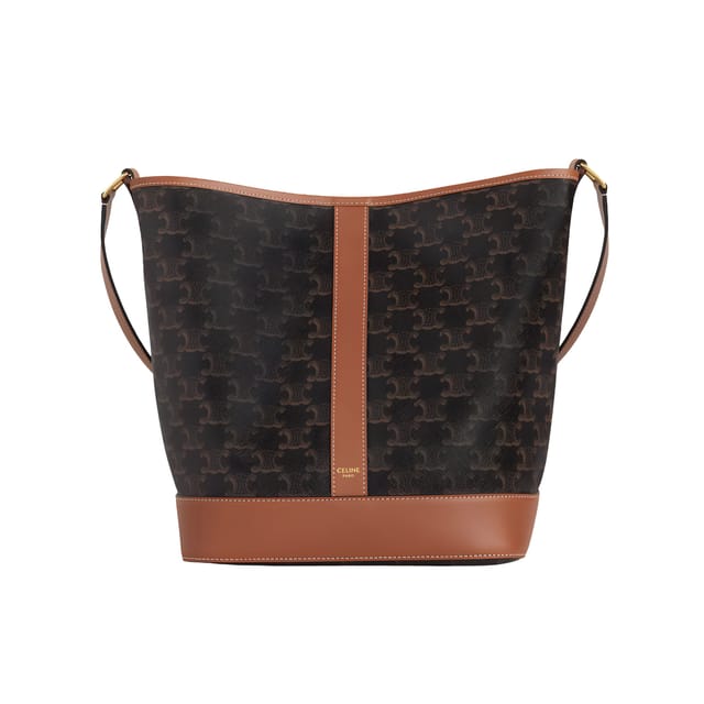 Celine Medium Bucket IN Triomphe Canvas And Calfskin 27cm/10.6in Tan Color 12500 DKK