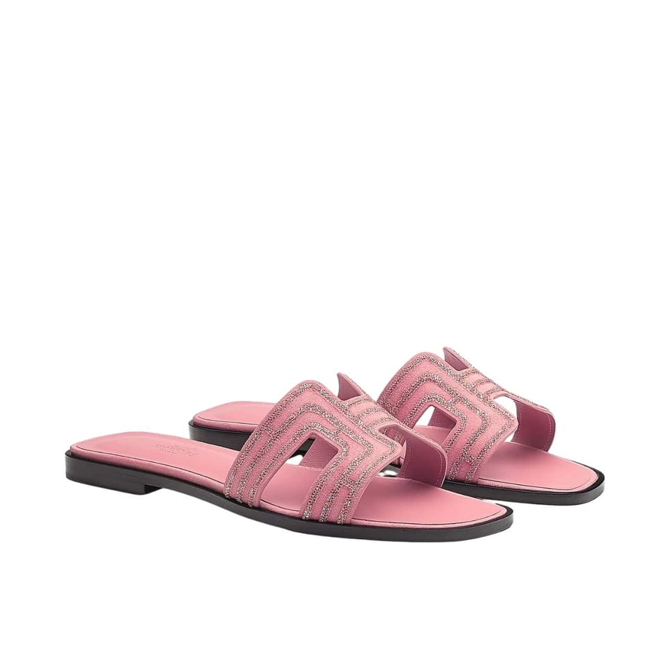 Hermes Oran Sandal Rose Aube view 2