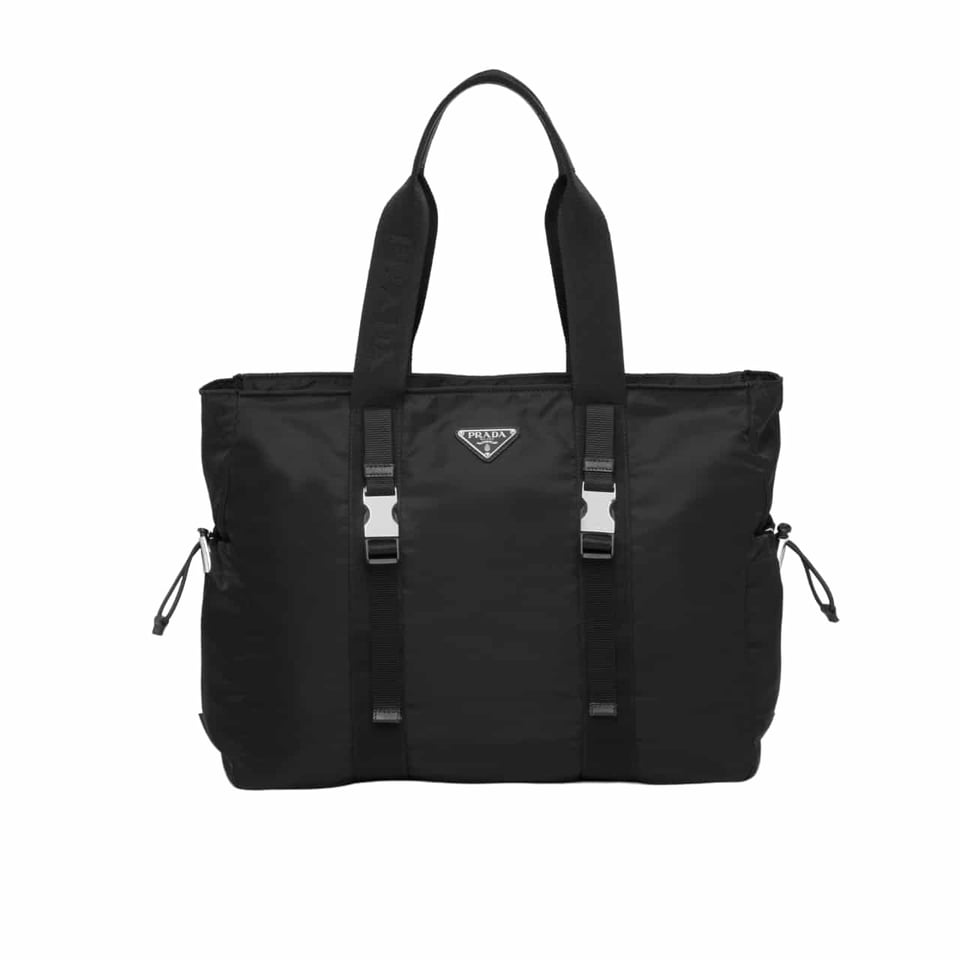 Prada Re Nylon And Saffiano Tote Black 39Cm view 2