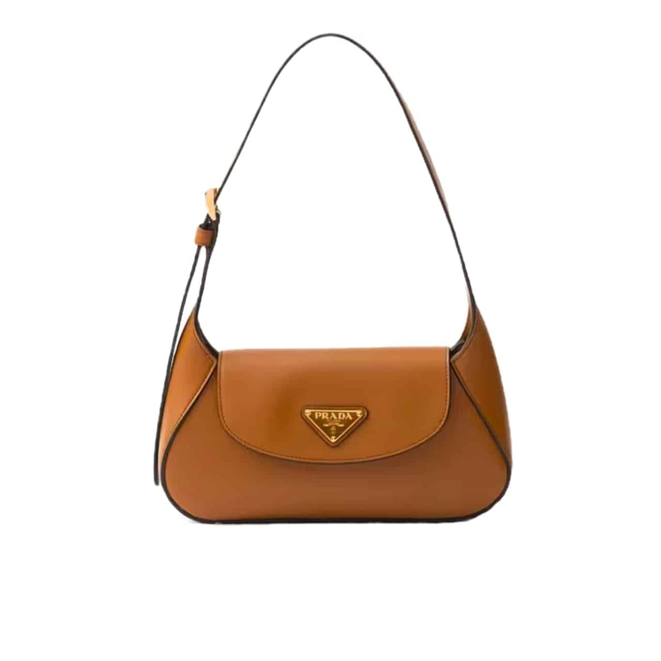 Prada Triangle Logo Shoulder Bag Caramel 24Cm view 2