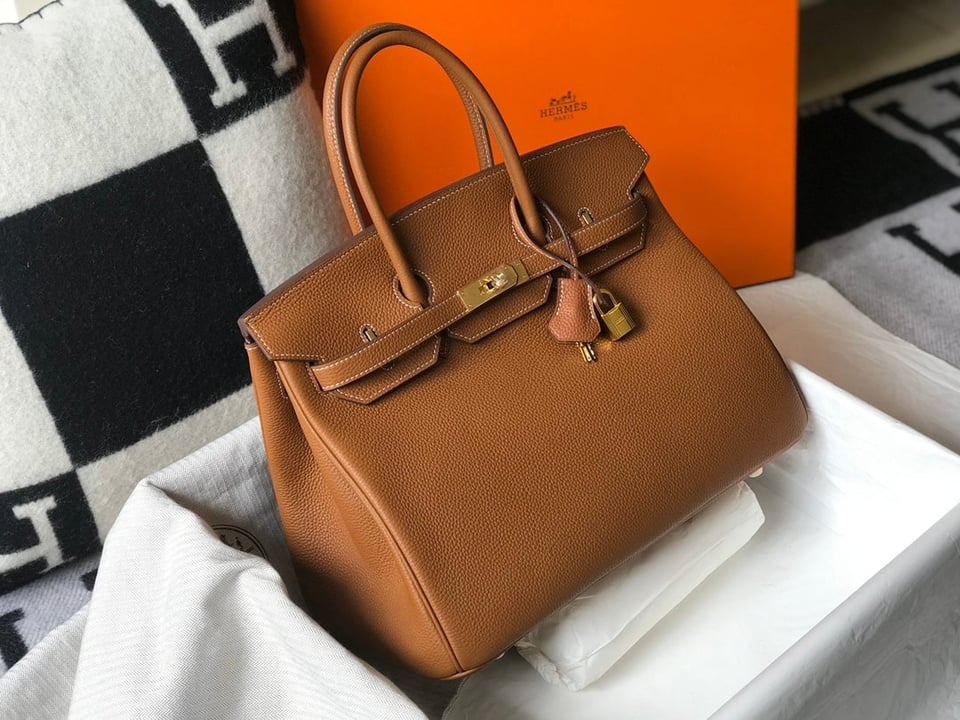 Hermes Birkin 35Cm Bag Brown Togo Gold Hardware view 3