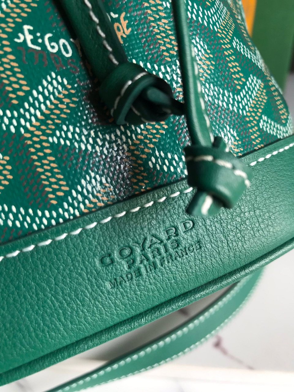 Goyard Petit Flot Bucket Bag 22 Cm Green Goyardine Canvas And Lambskin Trim view 7