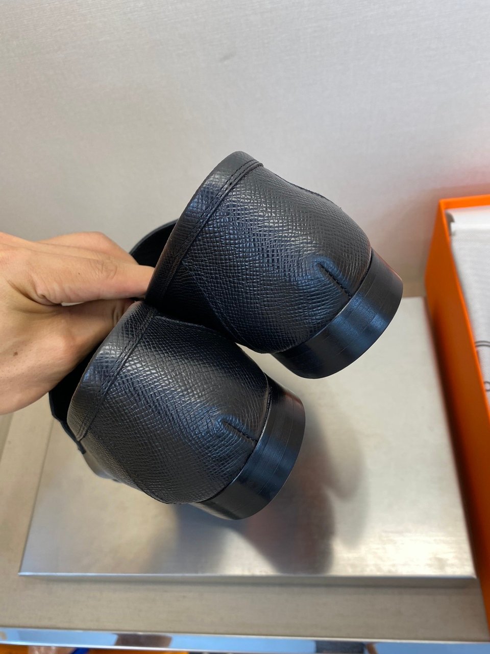 Hermès H-Buckle Polished Black Leather Loafers for Men view 10