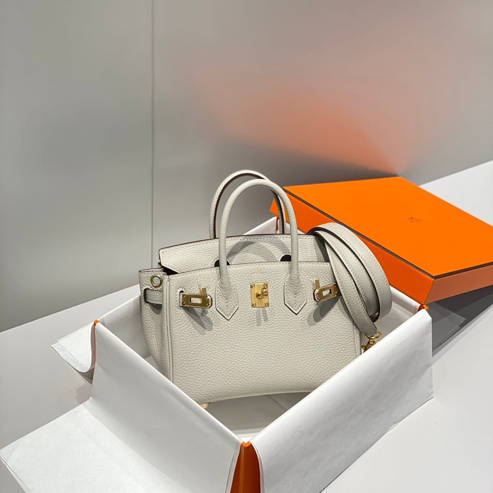 Hermes Birkin 20Cm Pearl Gray Togo Leather Gold Hardware view 6