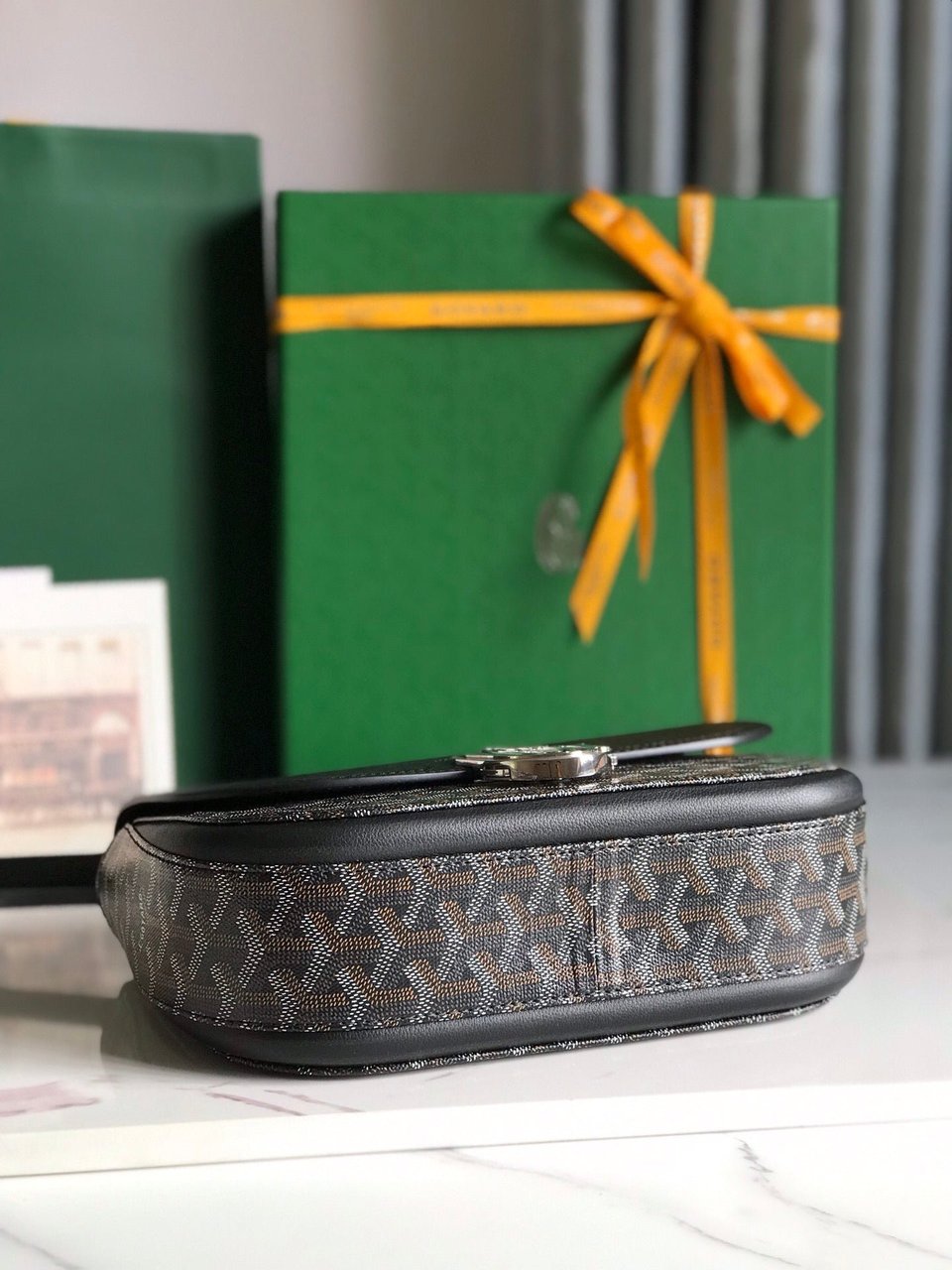 Goyard 233 Bag 25 Cm Black Calfskin And Goyardine Canvas view 6
