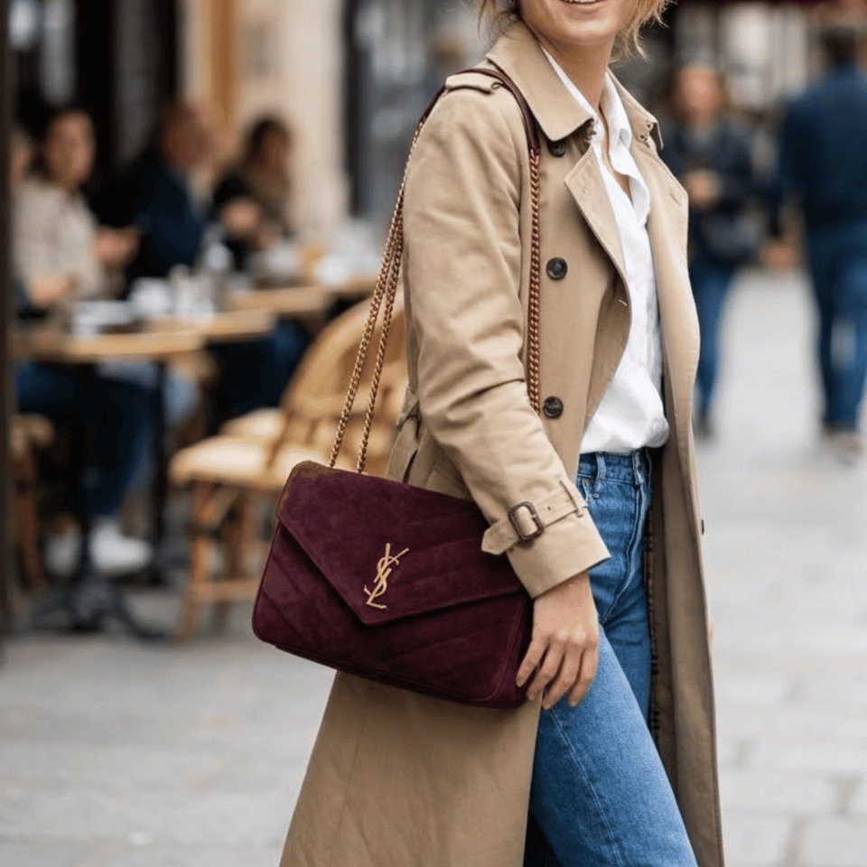 Saint Laurent Loulou Deep Wine Chevron Bag 29cm/11.4in view 3