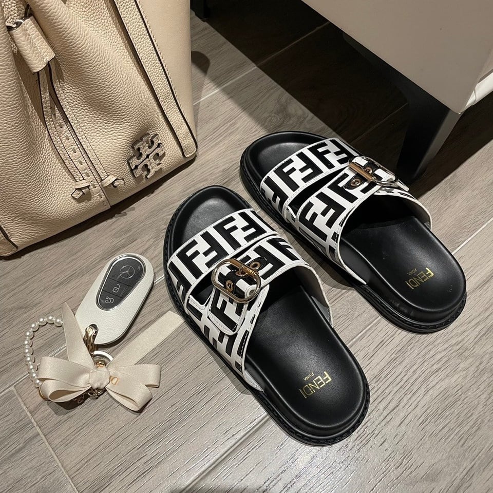 Fendi Ff Double Band Slide Black view 5