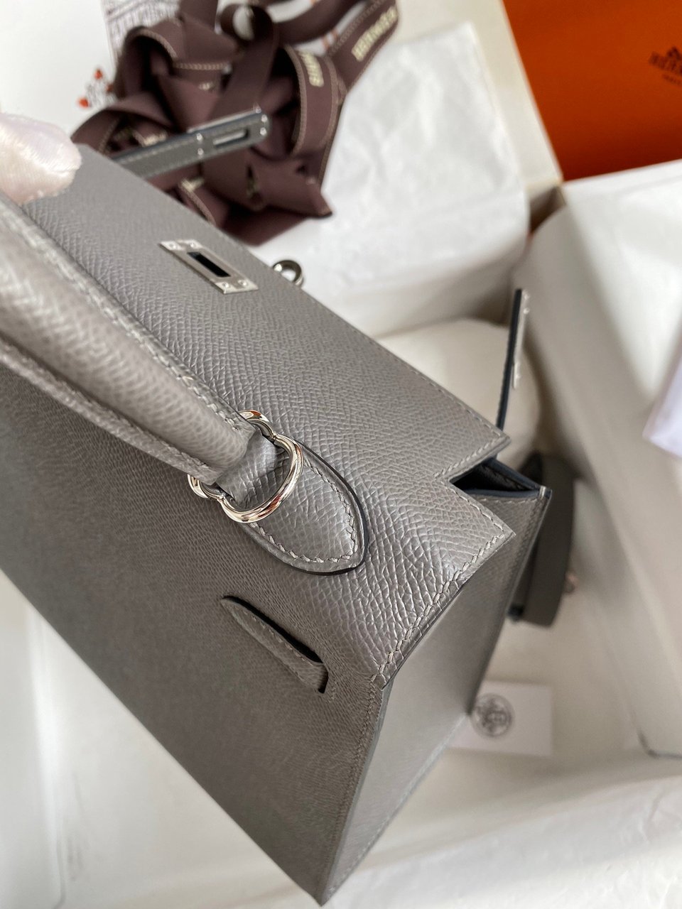 Hermes Kelly 25 Bag In Dark Grey Epsom Leather For Women 25cm/10in view 8
