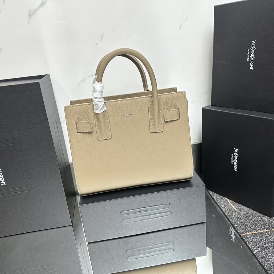 Saint Laurent Sac De Jour Small In Grained Leather Beige 26Cm view 3