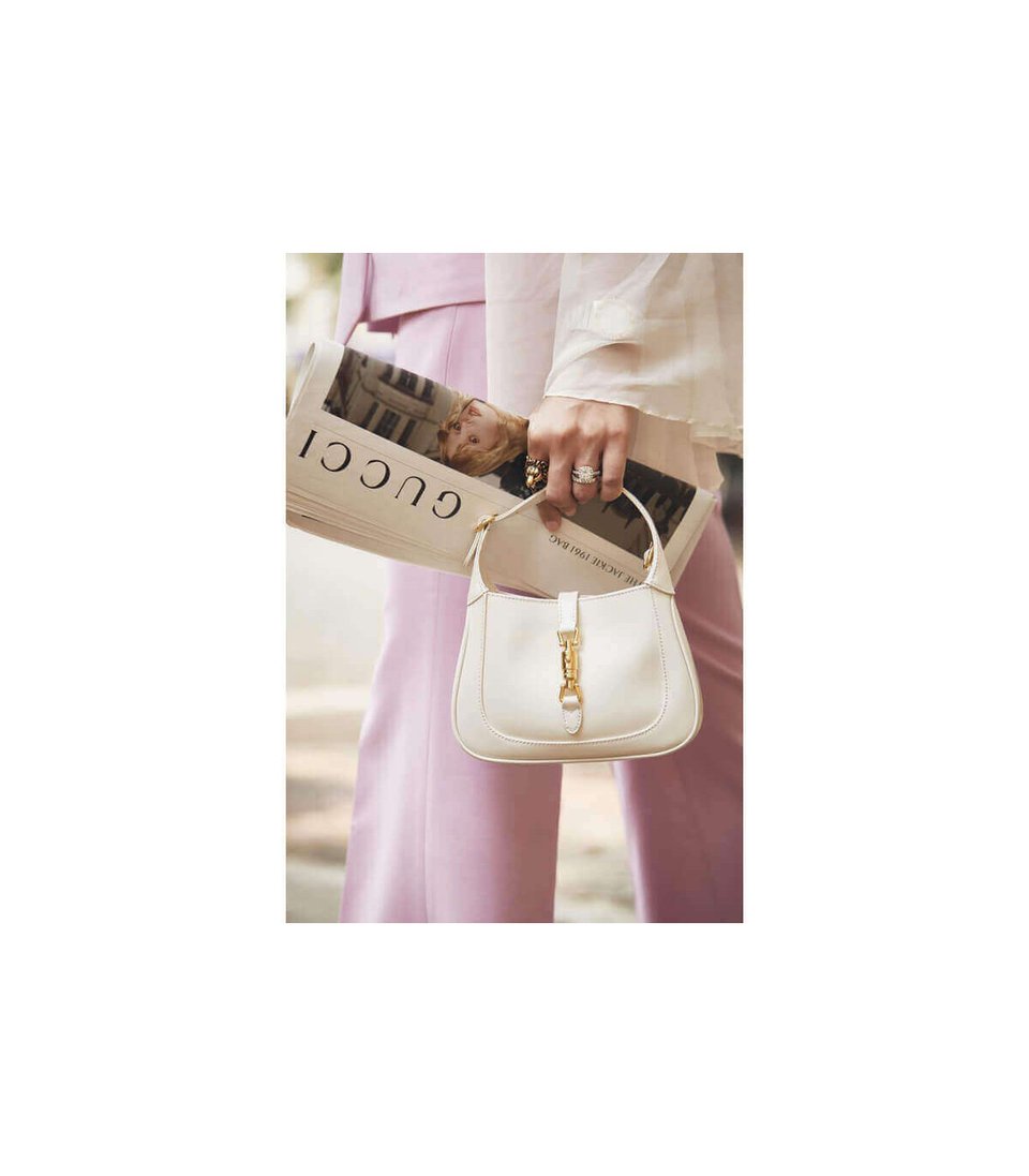 Gucci Jackie 1961 Mini Hobo Bag In White Leather 19cm view 3