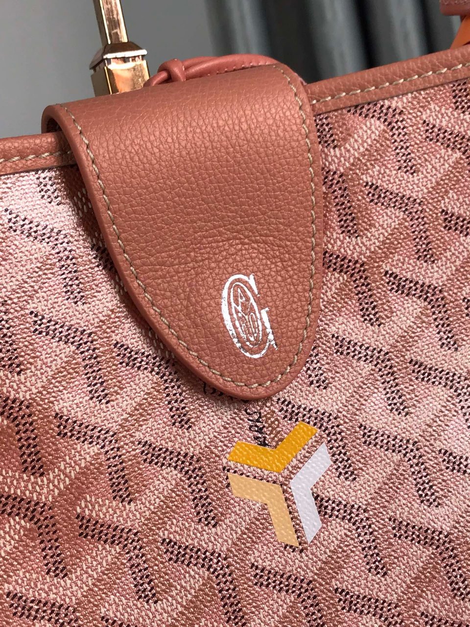 Goyard Saint Louis Gm Bag 40Cm Pink Canvas Chevroches Calfskin view 5