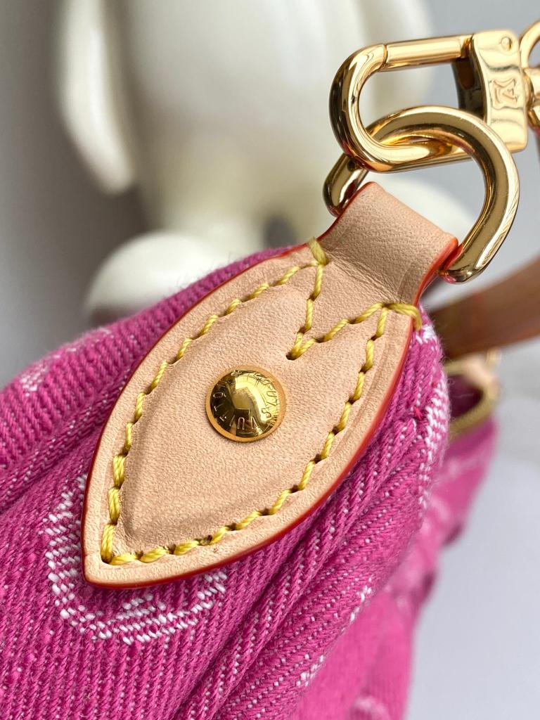 Louis Vuitton Pochette Valley Bag Fuchsia Denim 21cm M28327 view 7