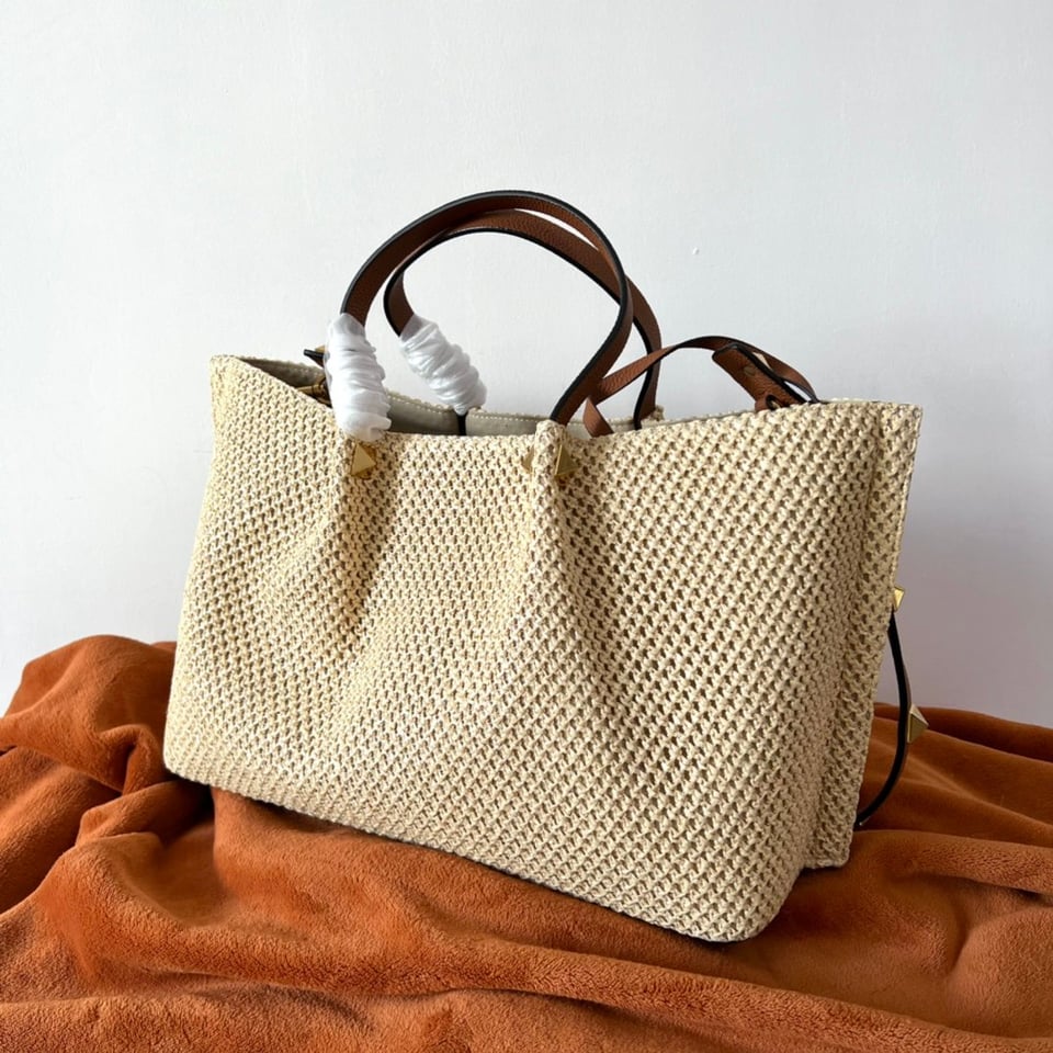 Valentino Garavani Summer Woven Natural Brown Leather Tote Bag 35cm/13.8in view 13