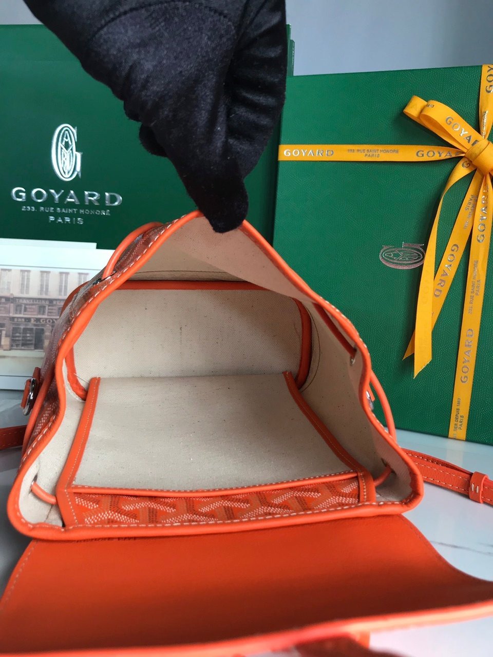 Goyard Alpin Mini Backpack 21 Cm Orange Lambskin And Goyardine Canvas view 5