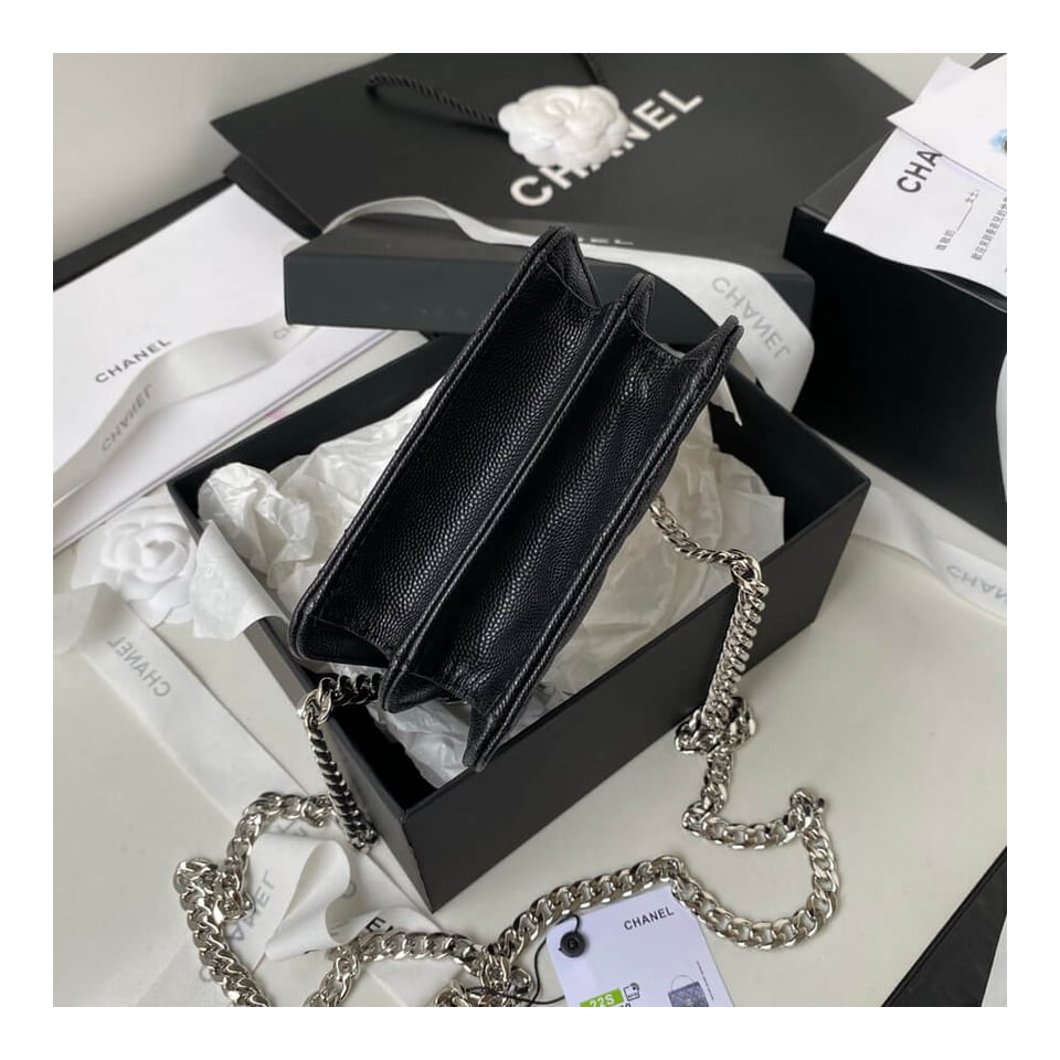 Chanel Enamel Handle Clutch with Chain in Grained Calfskin view 11