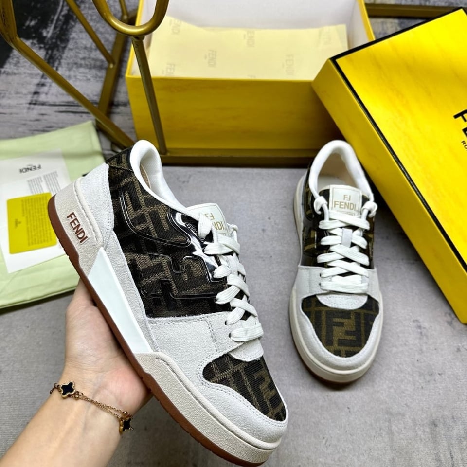 Fendi Match Sneakers Beige And Brown view 4