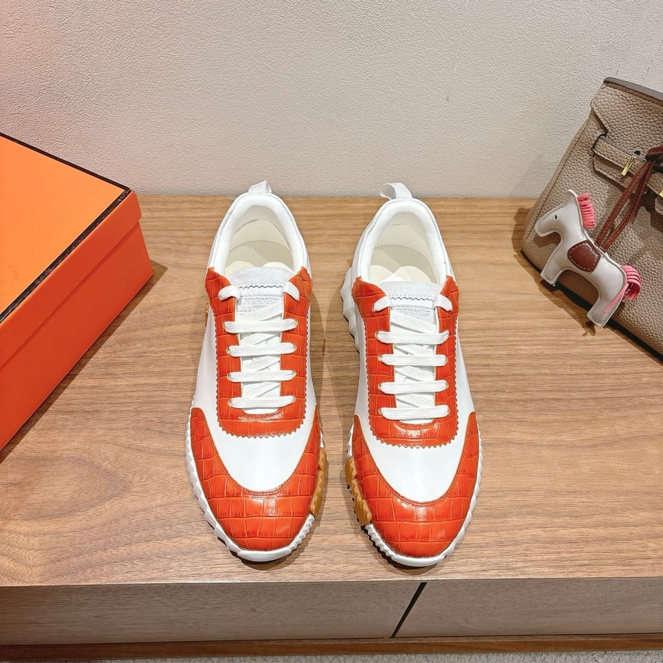 Hermès Day Sneaker White/Orange- Shoes for Men view 5