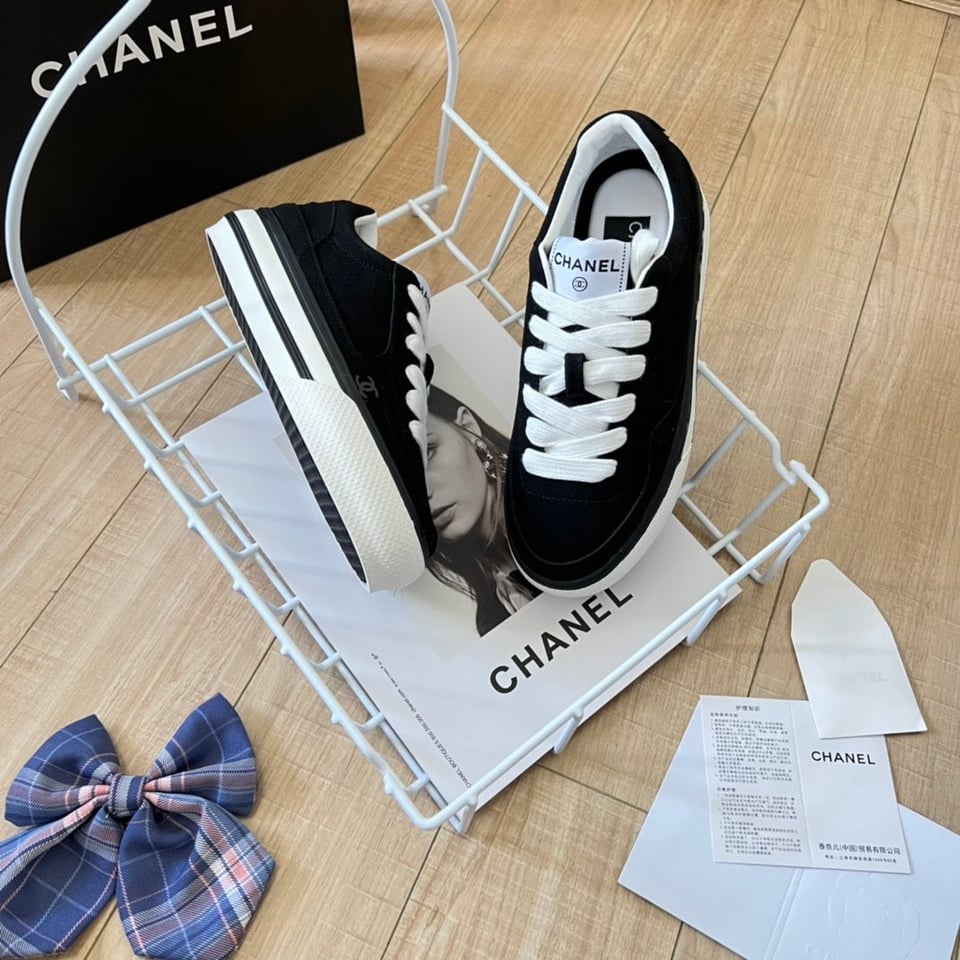 Chanel Suede Leather Runners Black view 10