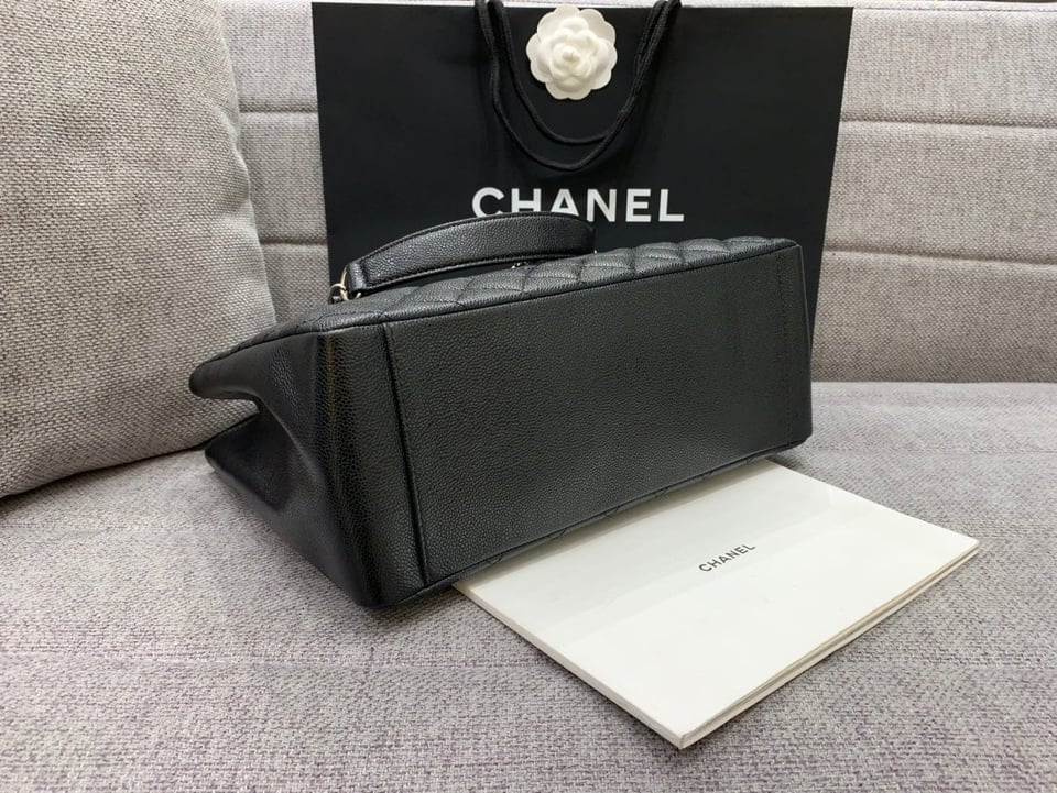 Chanel Grand Shopping Tote Bag 34Cm Black Caviar Silver Hardware view 9