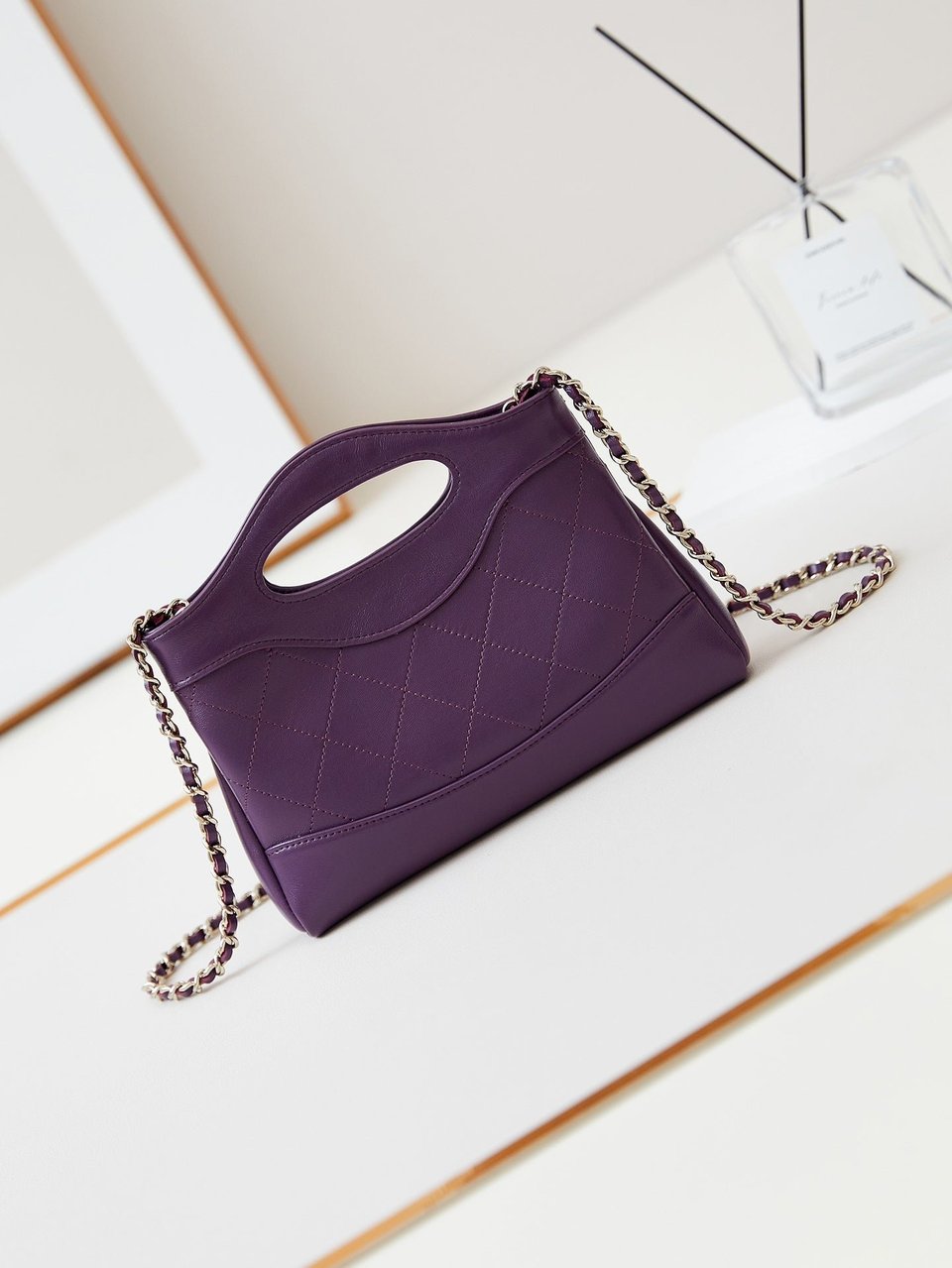 Chanel 24S31 Nano Shopping Bag 17.5Cm Purple Lambskin Gold Hardware view 6